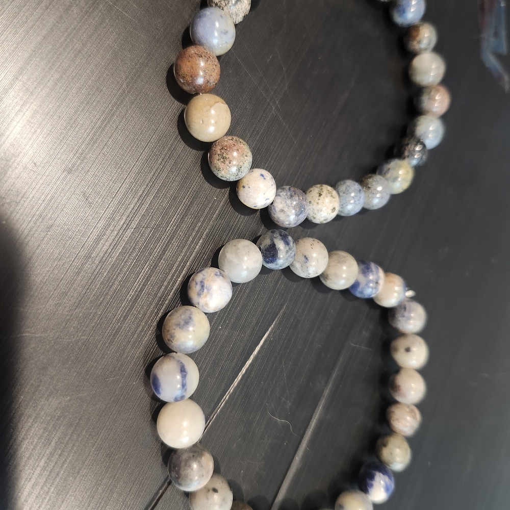 Natural PREHNITE Stone Beaded Bracelet X2 8 TO 9MM BEADS